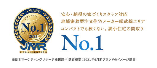 安心・納得の家づくりスタッフ対応地域密着型注文住宅メーカー総武線エリアコンパクトでも狭くない。狭小住宅の間取りNo.1 ※日本マーケティングリサーチ機構調べ 調査概要:2021年6月期ブランドのイメージ調査