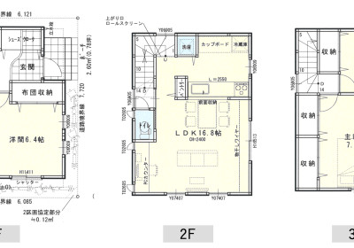 敷地14坪、間取り3LDKの3階建て