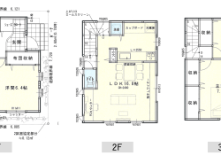 敷地14坪、間取り3LDKの３階建て