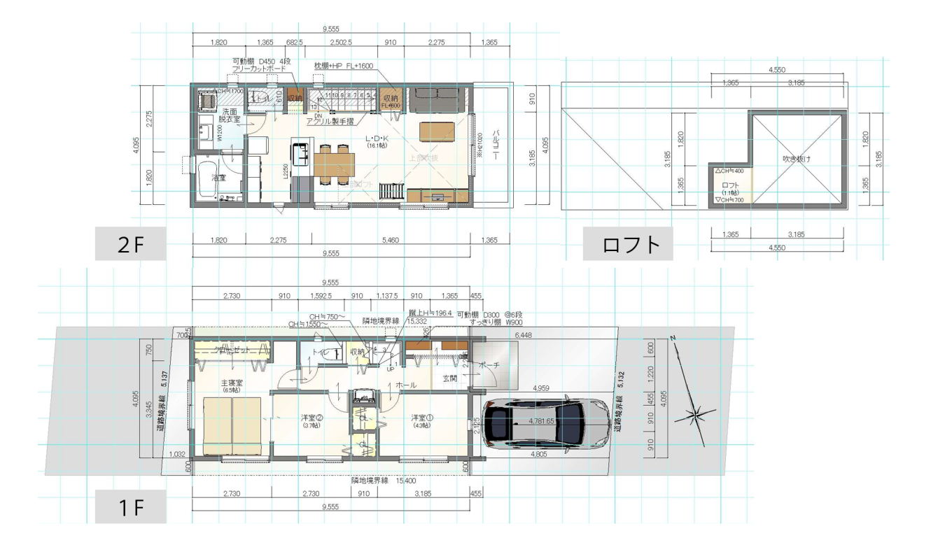 敷地23坪 間取り3LDKの2階建て