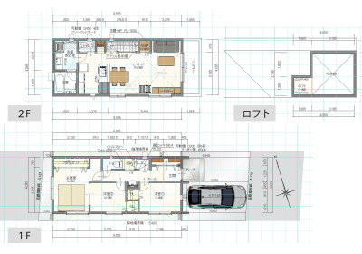 敷地23坪 間取り３LDKの２階建て
